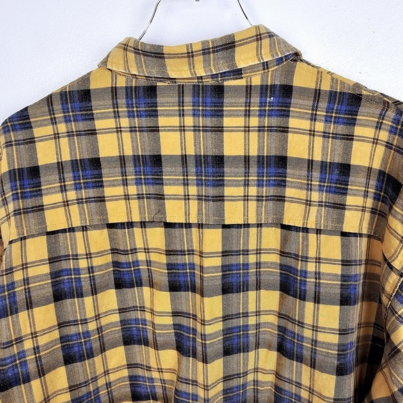 Easel Oversized Plaid Frayed Raw Edge Balloon Sleeve Dress - Picture 5 of 13